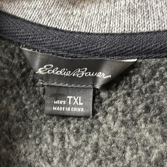 Eddie Bauer men's 1/4 zip gray/tan/black pullover sweater,  inside fleece - TXL - Picture 2 of 9